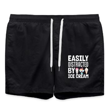 Leicht Ablenkbar Durch Eiscreme Für Eiscreme - Badeshorts - Schwarz - Vorne - AI Model Male 185 light (185cm)