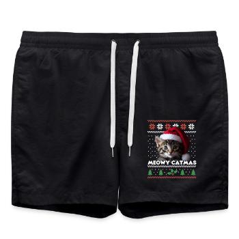Miaou Catmas Noël assorti Look chat maman - Short de bain - noir - Devant - AI Model Male 185 light (185cm)