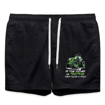 Né pour conduire un tracteur forcé d aller école - Short de bain - noir - Devant - AI Model Male 185 light (185cm)