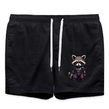 Funny Robot Tech Raccoon Cyborg Animal Raccoon - Swim Trunks - black - Front - AI Model Male 185 light (185cm)