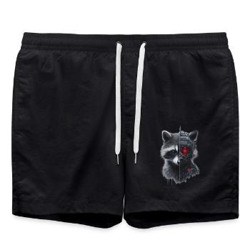 Funny Robot Tech Raccoon Cyborg Animal Raccoon - Swim Trunks - black - Front - AI Model Male 185 light (185cm)
