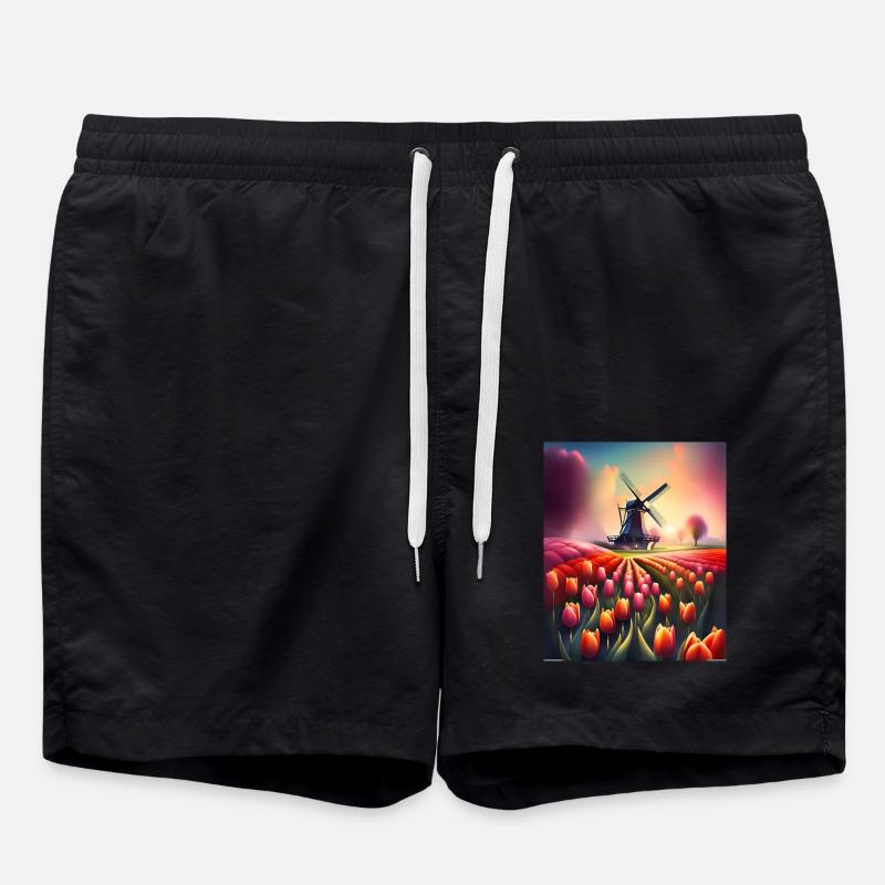 Tulip farm in Amsterdam Netherlands - Swim Trunks - black