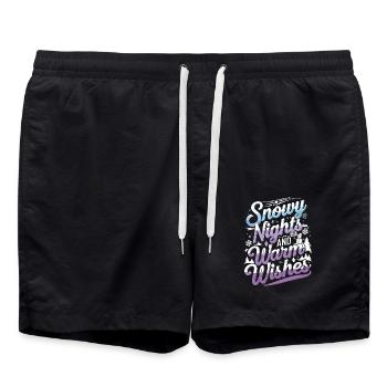 Snowy Nights and Warm Wishes für alle die Schnee - Badeshorts - Schwarz - Vorne - AI Model Male 185 light (185cm)