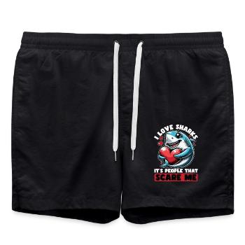 Passionné de requins J’aime les requins Biologiste marin - Short de bain - noir - Devant - AI Model Male 185 light (185cm)