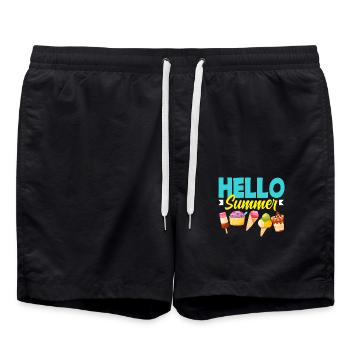 Hello Summer Cream Lover Design - Swim Trunks - black - Front - AI Model Male 185 light (185cm)