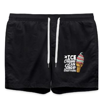 Amateurs de glaces - la crème glacée peut tout résoudre - Short de bain - noir - Devant - AI Model Male 185 light (185cm)