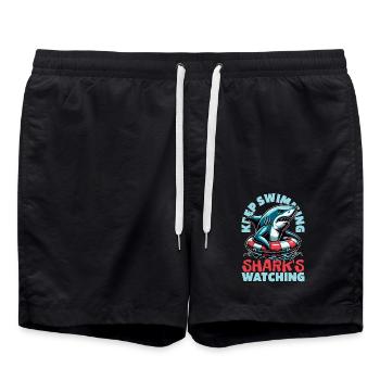 Shark Enthusiast Keep Swimming Shark's Marine Life - Swim Trunks - black - Front - AI Model Male 185 light (185cm)
