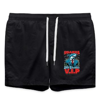 Shark Enthusiast Sharks The Ocean's VIP Fisherman - Swim Trunks - black - Front - AI Model Male 185 light (185cm)