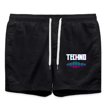 Techno Wellen Für Techno Liebhaber - Badeshorts - Schwarz - Vorne - AI Model Male 185 light (185cm)