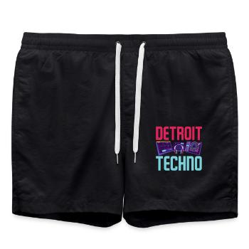 Detroit Techno Für Techno Lover - Badeshorts - Schwarz - Vorne - AI Model Male 185 light (185cm)