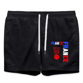 drapeau france cadeau, cadeau france drapeau - Short de bain - noir - Devant - AI Model Male 185 light (185cm)