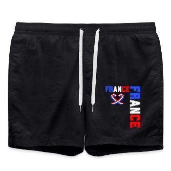 drapeau france cadeau, cadeau france drapeau - Short de bain - noir - Devant - AI Model Male 185 light (185cm)