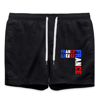 drapeau france cadeau, cadeau france drapeau padel - Short de bain - noir - Devant - AI Model Male 185 light (185cm)