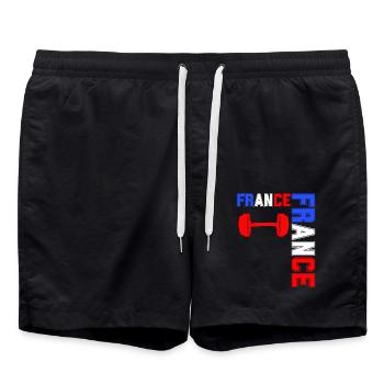 drapeau France cadeau, cadeau France musculation - Short de bain - noir - Devant - AI Model Male 185 light (185cm)
