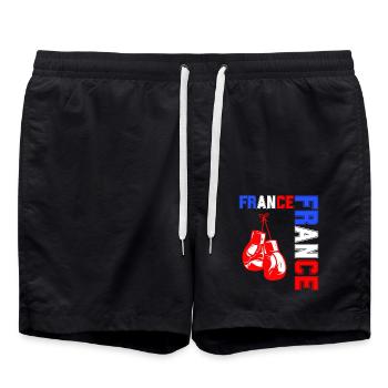 drapeau France cadeau, cadeau France boxe - Short de bain - noir - Devant - AI Model Male 185 light (185cm)