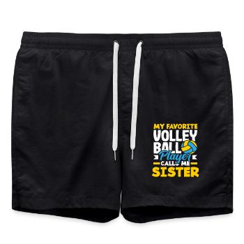 Mein Lieblings Volleyballspieler Nennt Schwester - Badeshorts - Schwarz - Vorne - AI Model Male 185 light (185cm)
