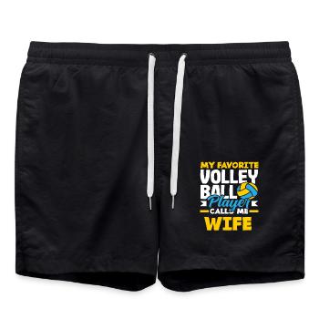Mein Lieblings Volleyball Spieler Nennt Mich Frau - Badeshorts - Schwarz - Vorne - AI Model Male 185 light (185cm)