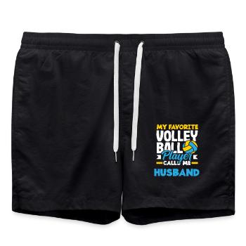 My favorite volleyball player call me husband - Swim Trunks - black - Front - AI Model Male 185 light (185cm)