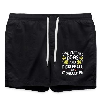 Pickleball Saying Dog Funny Pickleball Gift - Swim Trunks - black - Front - AI Model Male 185 light (185cm)