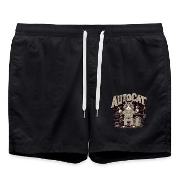 Lustige Mechaniker-Katze für Mechaniker - Badeshorts - Schwarz - Vorne - AI Model Male 185 light (185cm)