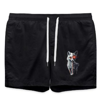 Funny Robot Fox Cyborg Animal Fox Cute Fox - Swim Trunks - black - Front - AI Model Male 185 light (185cm)