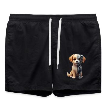 Lustiger Roboter Hund Cyborg Tier AI Dog Robot - Badeshorts - Schwarz - Vorne - AI Model Male 185 light (185cm)