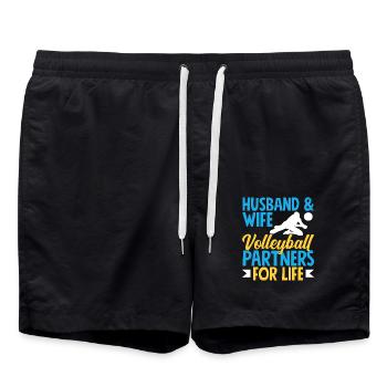 Volleyball Partners For Life Couple - Swim Trunks - black - Front - AI Model Male 185 light (185cm)