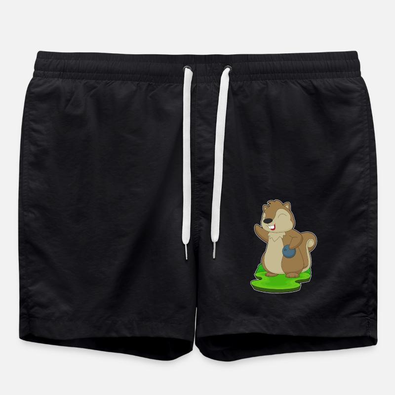 Squirrel Bowling Bowling Ball - Swim Trunks - black