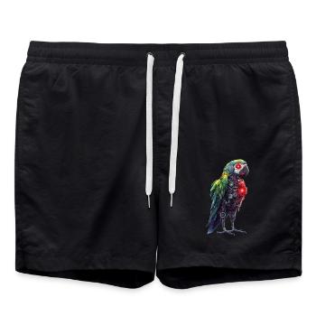 Funny Robot Art Parrot Cyborg Bird Parrot - Swim Trunks - black - Front - AI Model Male 185 light (185cm)