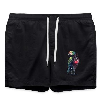 Funny Robot Art Parrot Cyborg Bird Parrot - Swim Trunks - black - Front - AI Model Male 185 light (185cm)