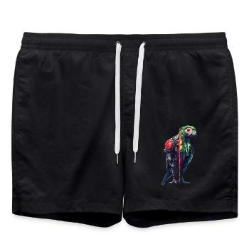 Drôle Robot Art Perroquet Cyborg Oiseau Perroquet - Short de bain - noir - Devant - AI Model Male 185 light (185cm)