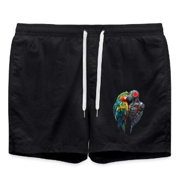 Drôle Robot Art Perroquet Cyborg Oiseau Perroquet - Short de bain - noir - Devant - AI Model Male 185 light (185cm)