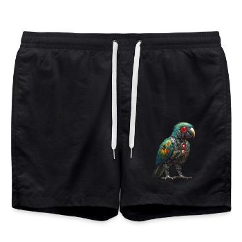 Drôle Robot Art Perroquet Cyborg Oiseau Perroquet - Short de bain - noir - Devant - AI Model Male 185 light (185cm)
