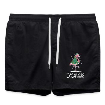 Fa La La Lamingo Funny Christmas Flamingo - Swim Trunks - black - Front - AI Model Male 185 light (185cm)