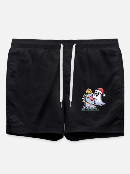 Christmas ghost with gravestone - Swim Trunks - black
