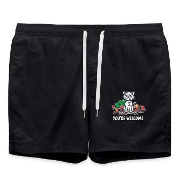Vous êtes les bienvenus Chat du Chaos drôle Noël - Short de bain - noir - Devant - AI Model Male 185 light (185cm)