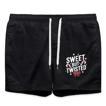 Canne de Noël douce mais tordue drôle Noël - Short de bain - noir - Devant - AI Model Male 185 light (185cm)