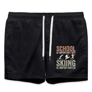 Schule ist wichtig, aber Skifahren ist noch wichtiger - Badeshorts - Schwarz - Vorne - AI Model Male 185 light (185cm)