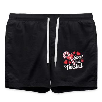 Canne de Noël douce mais tordue drôle Noël - Short de bain - noir - Devant - AI Model Male 185 light (185cm)