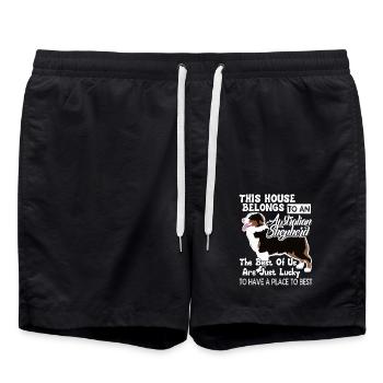 This House Belongs To An Australian Shepherd - Swim Trunks - black - Front - AI Model Male 185 light (185cm)