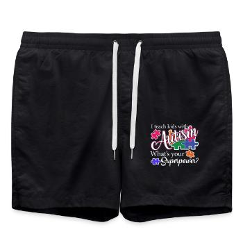 Autism Teacher I Teach Kids With Autism - Swim Trunks - black - Front - AI Model Male 185 light (185cm)