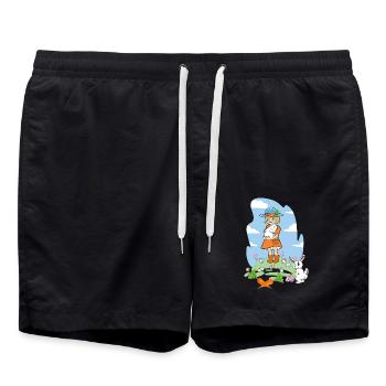 Happy Easter Bunnies Girl Rabbit Easter Bunny - Swim Trunks - black - Front - AI Model Male 185 light (185cm)