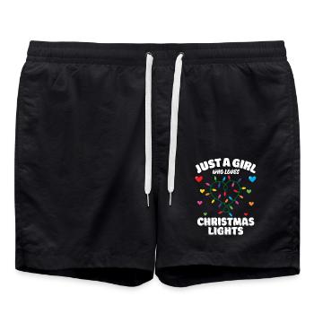 Juste une fille qui aime les lumières de Noël, Noël drôle - Short de bain - noir - Devant - AI Model Male 185 light (185cm)
