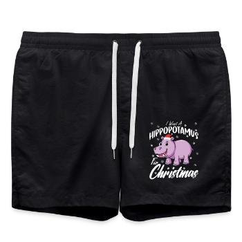 I Want A Hippopotamus For Christmas Xmas Hippo - Badeshorts - Schwarz - Vorne - AI Model Male 185 light (185cm)