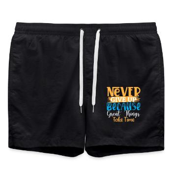 Never Give Up Because Great Things Take Time - Swim Trunks - black - Front - AI Model Male 185 light (185cm)