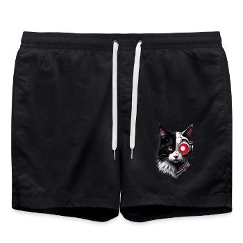Funny Robot Cat Tech Cats Cyborg Animal Cat - Swim Trunks - black - Front - AI Model Male 185 light (185cm)