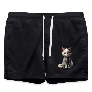 Funny Robot Cat Tech Cats Cyborg Animal Cat - Swim Trunks - black - Front - AI Model Male 185 light (185cm)