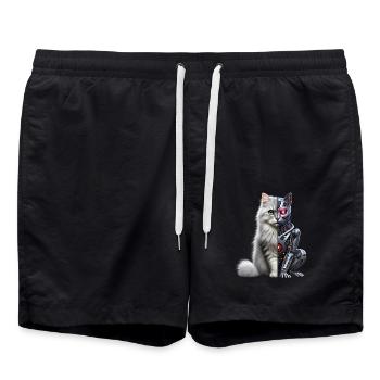 Funny Robot Cat Tech Cats Cyborg Animal Cat - Swim Trunks - black - Front - AI Model Male 185 light (185cm)