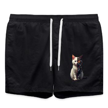 Funny Robot Cat Tech Cats Cyborg Animal Cat - Swim Trunks - black - Front - AI Model Male 185 light (185cm)