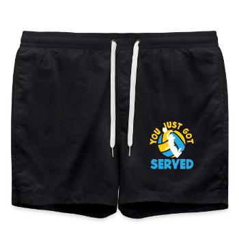 Volleyball Du Wurdest Gerade Bedient - Badeshorts - Schwarz - Vorne - AI Model Male 185 light (185cm)